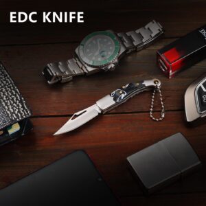 Coowolf Mini Pocket Knife Keychain Knife D2 Steel Folding Knife Daily Box Cutter EDC Knife, Creative Keychain Accessories for Men&Women