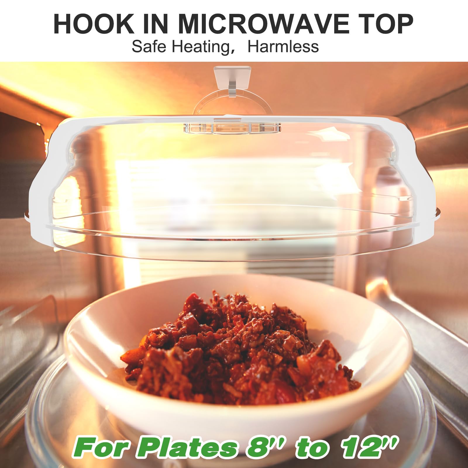 3 in 1, JesDiary Hook Top Microwave Cover for Food&Versatile Mats,12"as Plate Holder, 10" for Bowl, Clear Replace Magnetic Cover Splatter Guard Lid for Plate 12 10 8 Inch & Silicone Mat BPA Free, Grey