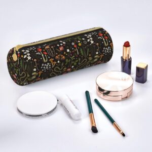 FREEHOTU Canvas Simple Forest Animals Mushrooms Makeup Bag Cosmetic Holder Bag Office Storage Pouch