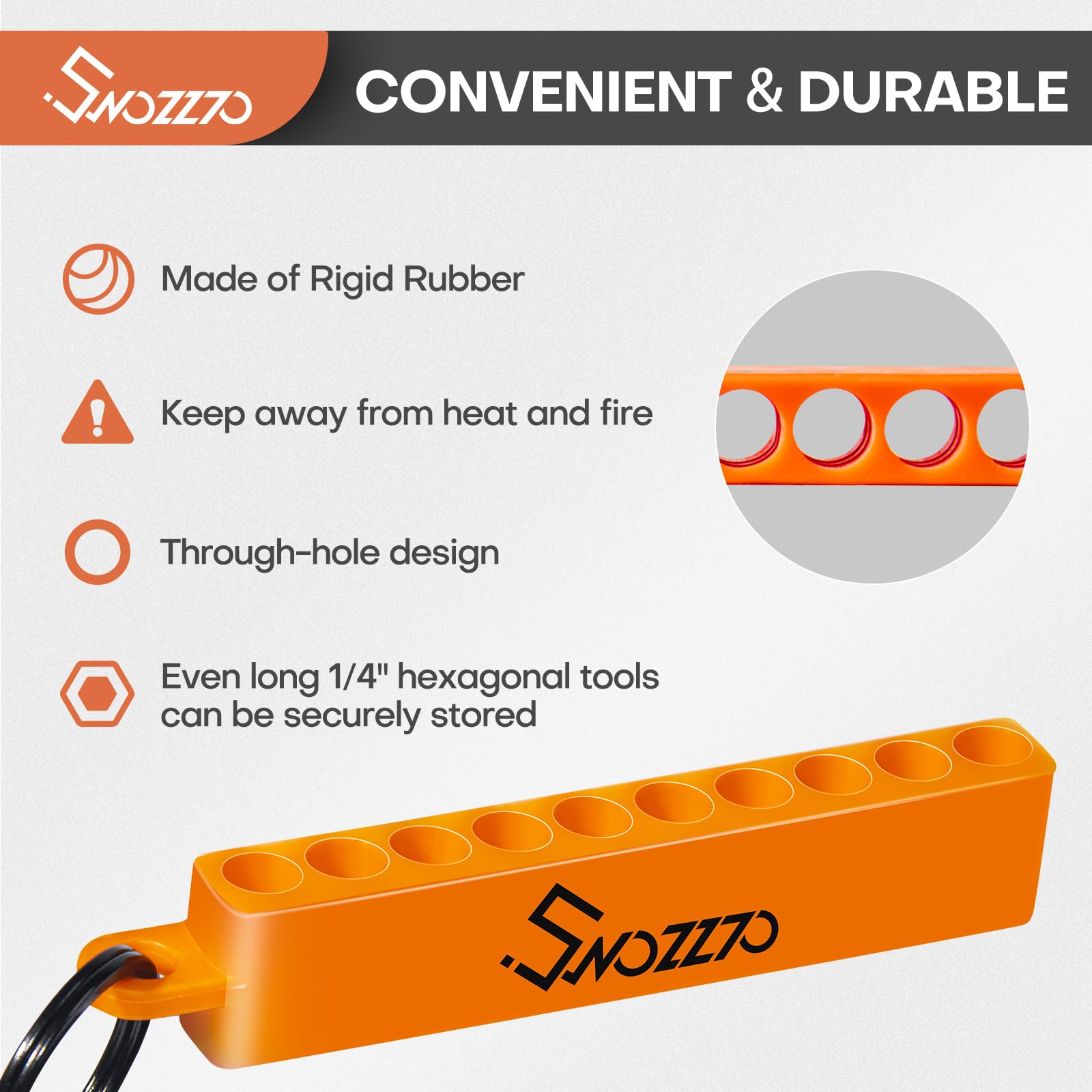 Swozzto 6PCS Orange 10-Hole Screwdriver Bit Holder with Carabiner,1/4" Hex Drill Storage Organizer,for All 1/4" Hex Shank Bit & Drill Storage Case