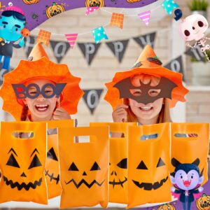 Jetec Halloween Plastic Bags Pumpkin Treat Bags Trick or Treat Plastic Candies Goodie Gift Bags with Handle Halloween Party Favor Bags for Halloween Decoration (480 Pcs)