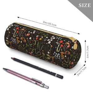 FREEHOTU Canvas Simple Forest Animals Mushrooms Makeup Bag Cosmetic Holder Bag Office Storage Pouch