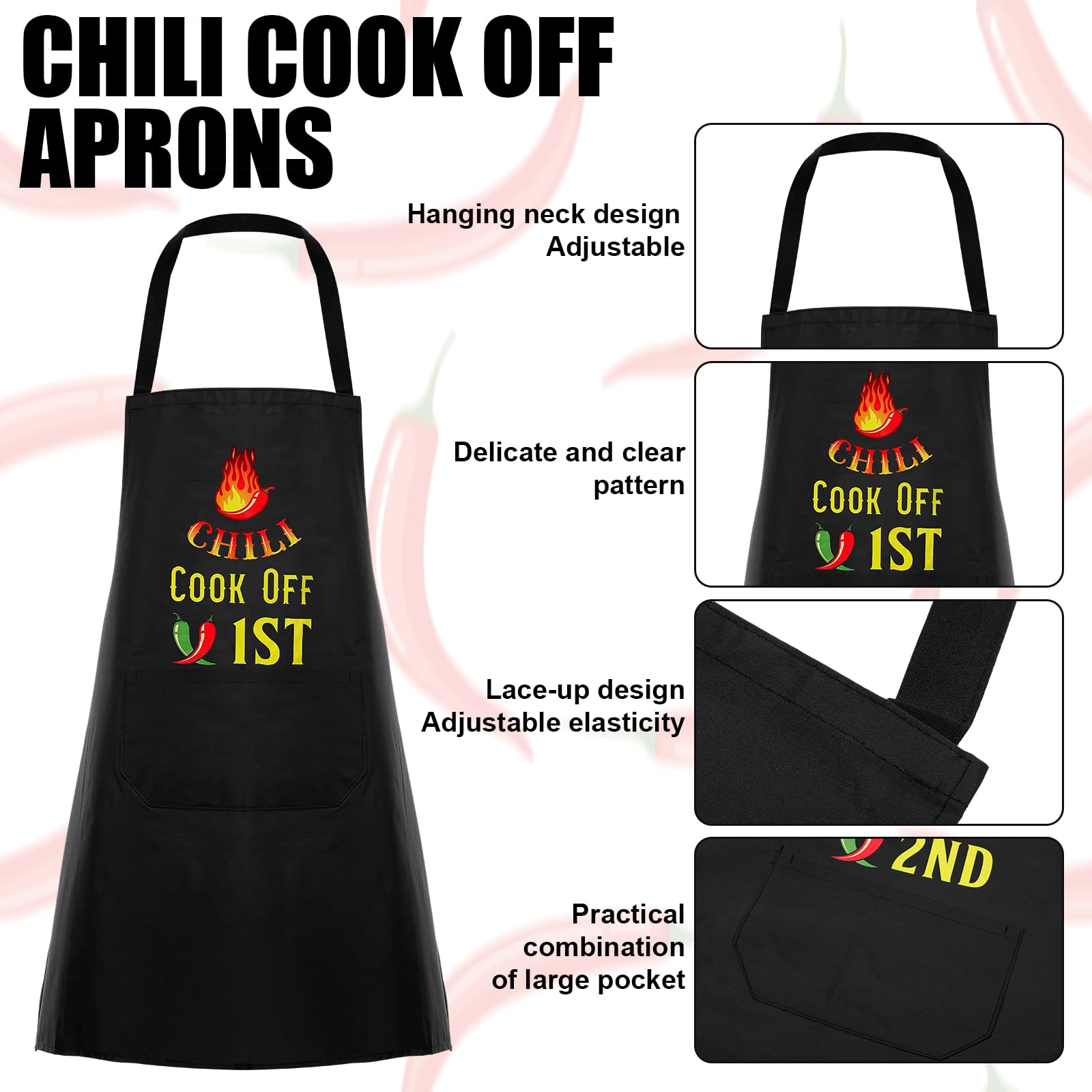 Toulite 12 Pcs Chili Cook off Prizes Chili Cook off Decorations, Include 3 1st 2nd 3rd Chili Cook off Trophies, 3 Kitchen Cooking Aprons, 3 Chef Hat, 3 Engraved Spoon for Men Women Award Ceremony