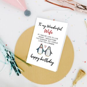 Nchigedy Birthday Card for Wife - Smooth, Heavy Card Stock, Blank Inside, Gold Envelope