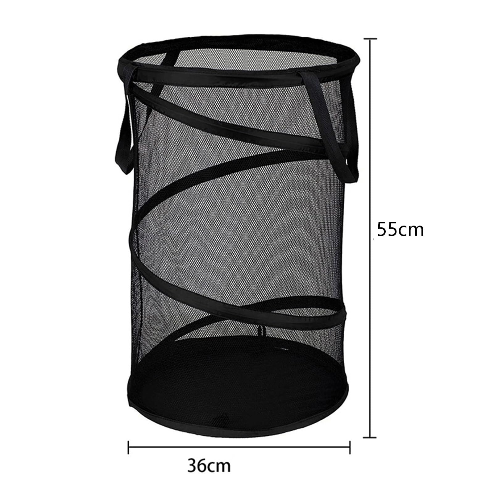 Smalibal Large Fine Mesh Laundry Basket, with Handles Laundry Hamper, Foldable Lightweight Basket, Collapsible Laundry Bag, Durable Clothing Storage, Freestanding Tall Clothes Hamper Black