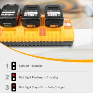 Replacement for Dewalt 20V Battery Charger Station DCB104 Battery Charger Kit with 4 Pack Batteries Compatible with Dewalt 20V Power Tools Repalcement for Dewalt 20V Battery