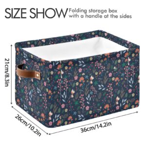 Ditsy Floral Storage Containers Large Foldable Storage Basket Storage Bins for Home Office Shelves, 1 Pack