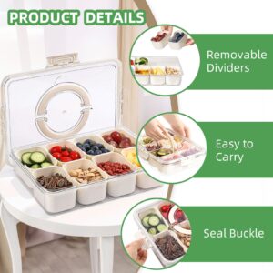 shopwithgreen Divided Serving Tray with Lid and Handle, Portable Snackle Box Charcuterie Container for Party, Veggies, Snack, Fruit, Nuts, Candy, Veggie Tray Snack Box for Entertaining, Picnic