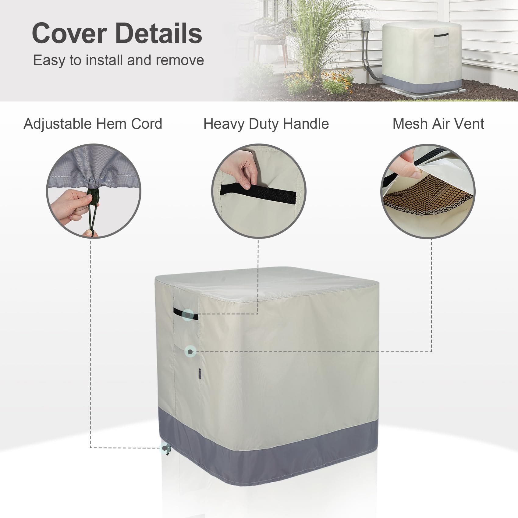 STEECA Air Conditioner Cover for Outside Units, Outdoor Waterproof Square Central AC Cover Fits up to 34L x 34W x 36H inch