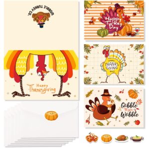 fulmoon 240 sets funny thanksgiving greeting cards bulk silly turkey gobble thanksgiving cards assortment 4 x 6 inch thankful fall holiday card with envelopes and stickers for family harvest party