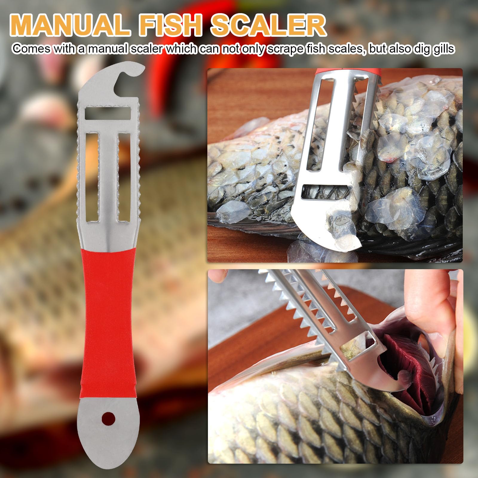 Electric Fish Scaler Remover, Powerful Fish Scraper Cordless Fish Scale Cleaner Set Rechargeable Automatic Fish Scaler Scraper Waterproof (2 Batteries & 2 Cutter Heads)