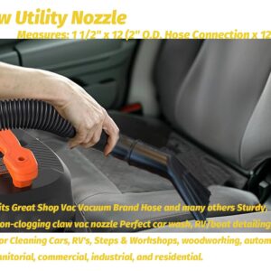 Wet/Dry Vacuum Claw Nozzle 2" x 12" Fits Auto Car Home Vehicle Interiors Boats and Campers Shop Vac Accessories SCN2