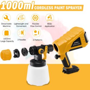 Cordless Paint Sprayer for Dewalt 20v Battery Airless Electric HVLP Spray Paint Gun Tools for House Painting/Home Interior and Exterior/Wood/Walls/Furniture/Floor/Fence (No Battery)