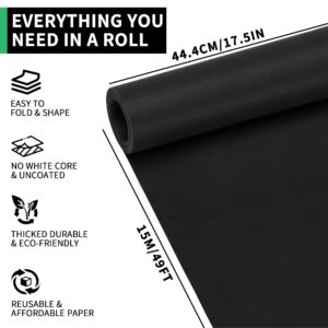 Black Wrapping Paper - 17.5 Inches X 49.2 Feet(15M) Paper Perfect for DIY Crafts/Drawing/Gift Wrapping Wall Art/Wedding, Birthday, Festival Supply PAP01BK