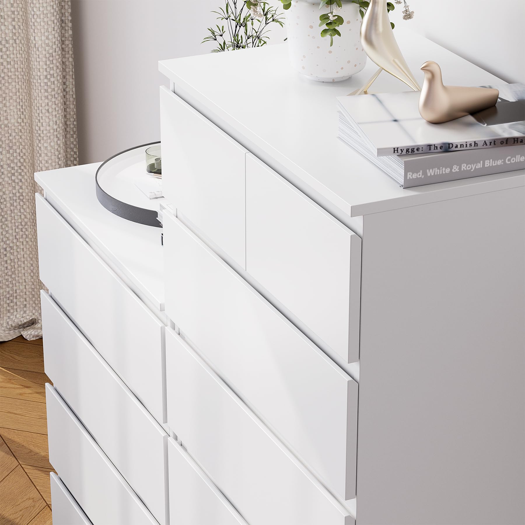 FOTOSOK 7 Drawer Dresser, White Dresser Tall Dresser, 23.6W x 15.7D x 46.7H in White Chest of Drawers with Large Storage Space for Home