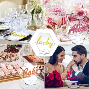 BAEAIEOU Clear Acrylic Table Sign with Stand,50 Pack Wedding Table Numbers Holders DIY Blank Acrylic Sheet for Wedding Banquet Events Decor