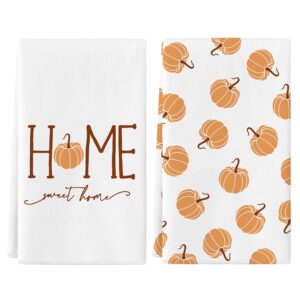 siilues fall kitchen towels 18x26 inch, fall decor pumpkin fall decorations for home sweet home dish towels seasonal thanksgiving decorations for home kitchen decor hand towels set of 2