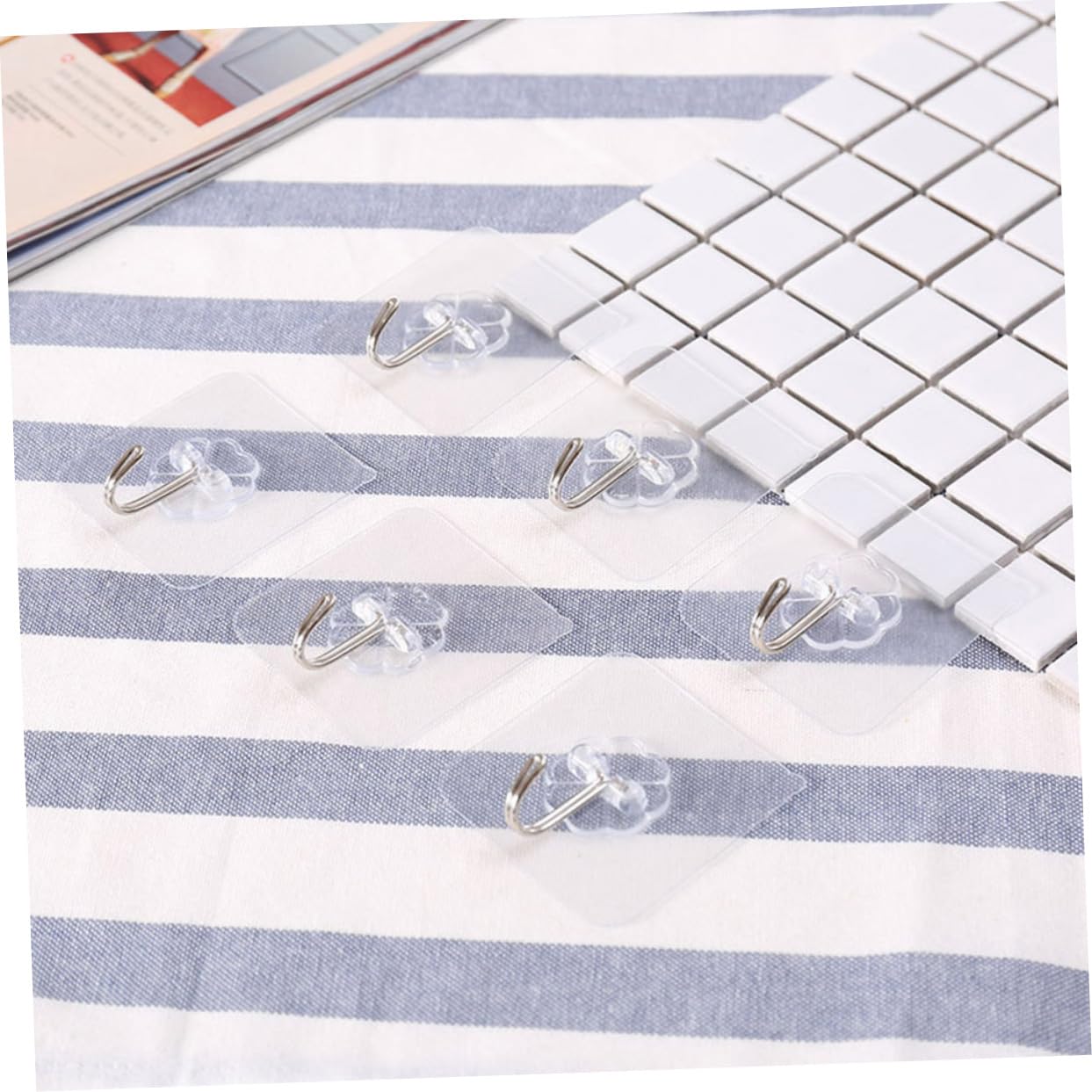 Zerodeko 10pcs Clear Adhesive Hooks Nail Wall Hook