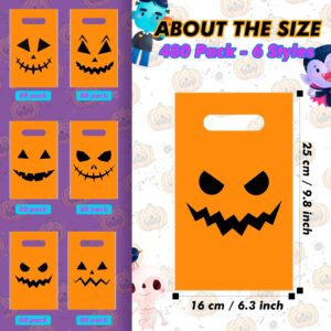 Jetec Halloween Plastic Bags Pumpkin Treat Bags Trick or Treat Plastic Candies Goodie Gift Bags with Handle Halloween Party Favor Bags for Halloween Decoration (480 Pcs)