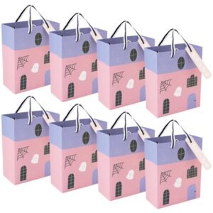 Cheerland 10pcs Halloween Party Favor Paper Bags Pastel Pink Purple Hunted House Halloween Bags Trick or Treat Bag for Spooky Theme Birthday Cosplay Halloween Goodie Bags Party Supplies