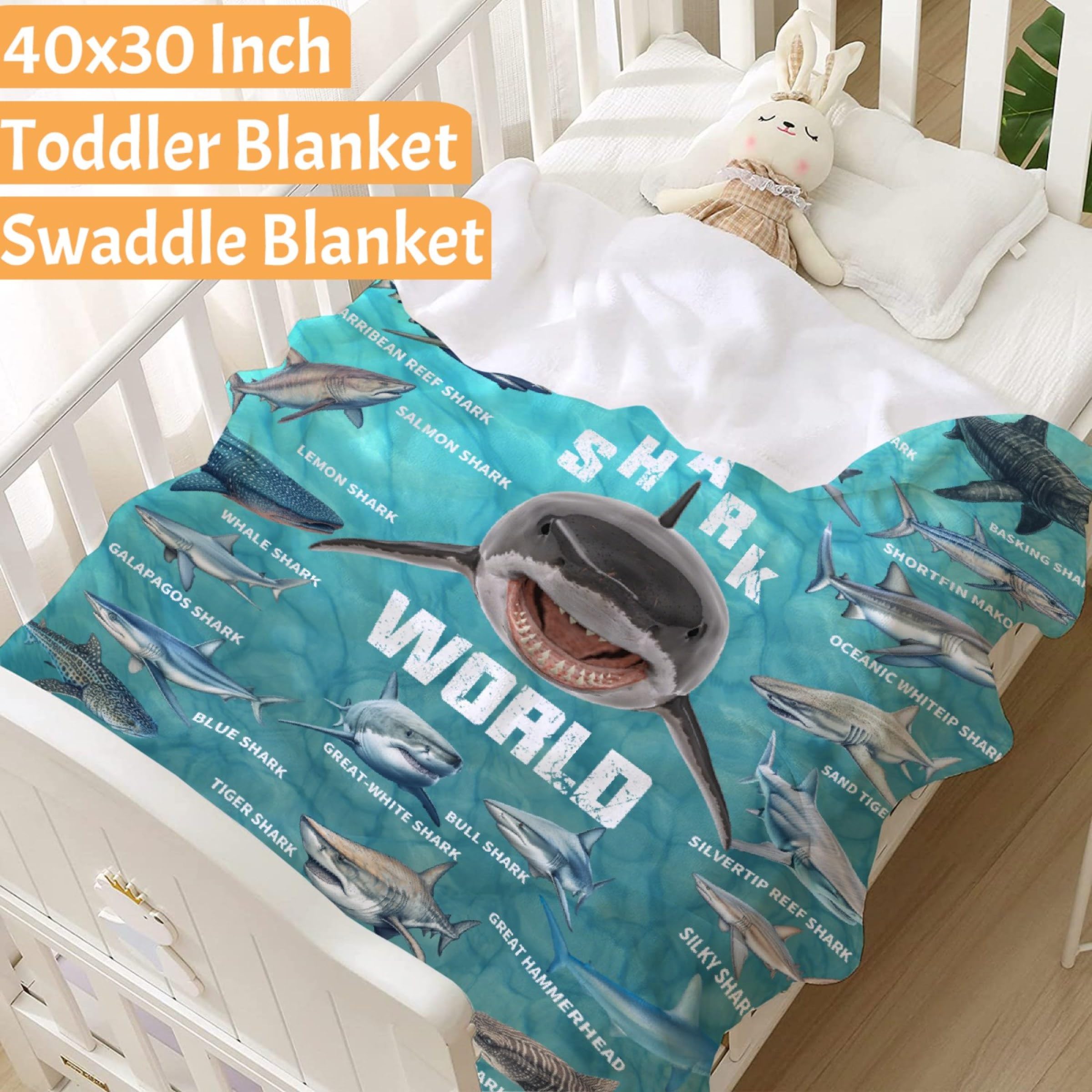 Shark Blanket-Shark Gift for Boys, Girls and Shark Lovers-Super Soft Lightweight and Warm Used for Game Room Bed Camping 40"x50"