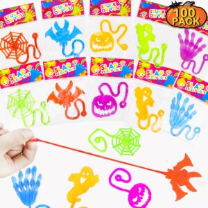 halloween treats non candy bulk for kids, sticky hands party favors supplies for toddlers-100 pack,halloween birthday basket goodie bag stuffer fillers,bulk classroom prizes toys gifts for boys girls