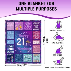 21st Birthday Gifts for Her, Women 21st birthday gifts Blanket 60"x50", 21st Bday Gift Ideas, Happy 21 Year Old Birthday Gifts, Gifts for 21 Year Old Female Bestie Sister, 21st Birthday Decorations