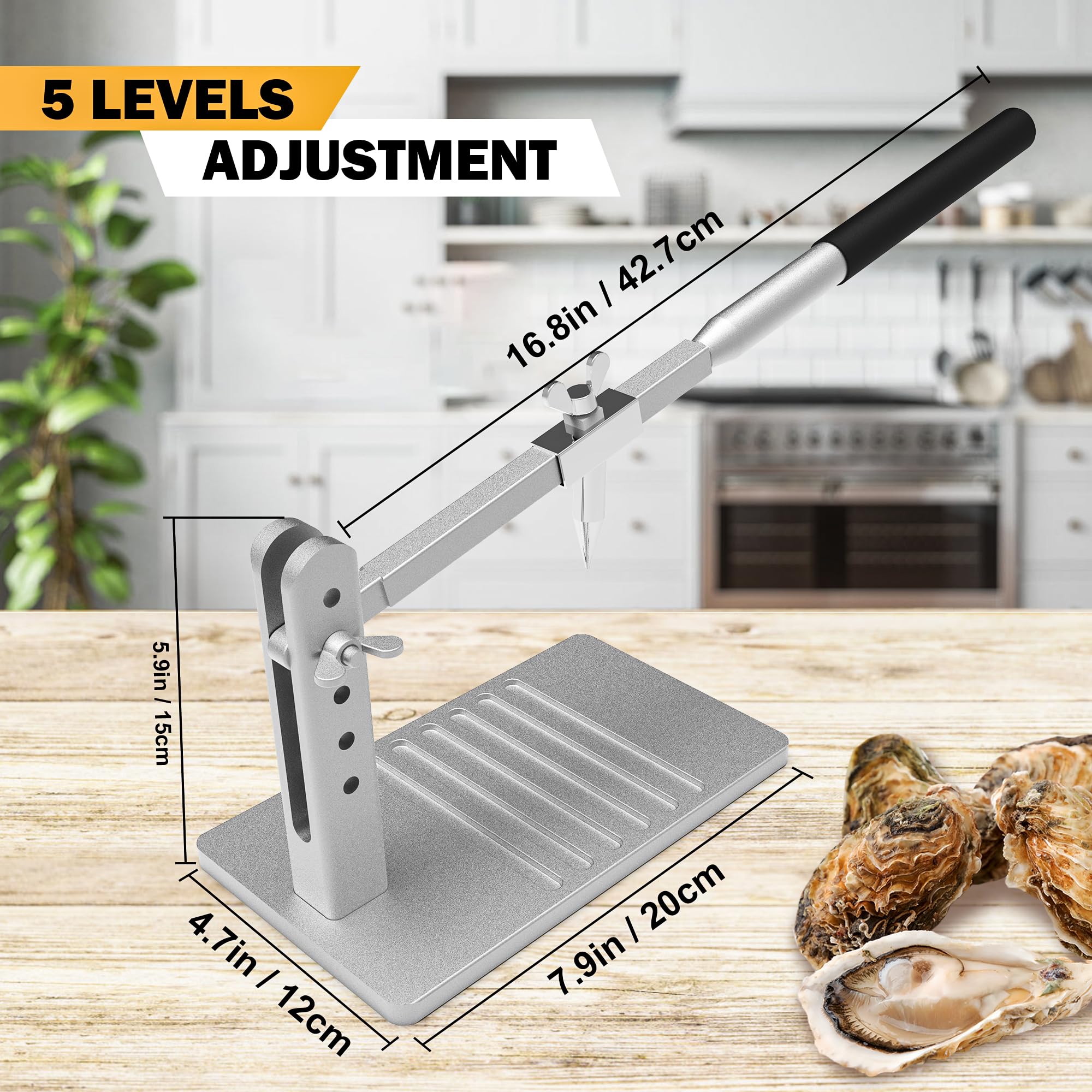 Nuvium Upgraded Stainless Steel Oyster Opener machine Two Cutter Head, All Metal Durable Oyster Shuckers Tool Set, for Home Seafood Workshop Restaurant