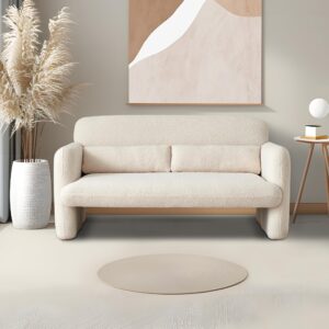 yoobech 59" w loveseat sofa 2-seater lamb fabric couch, solid and easy to install, small modern loveseat sofas for small space, bedroom, apartment, living room (beige)