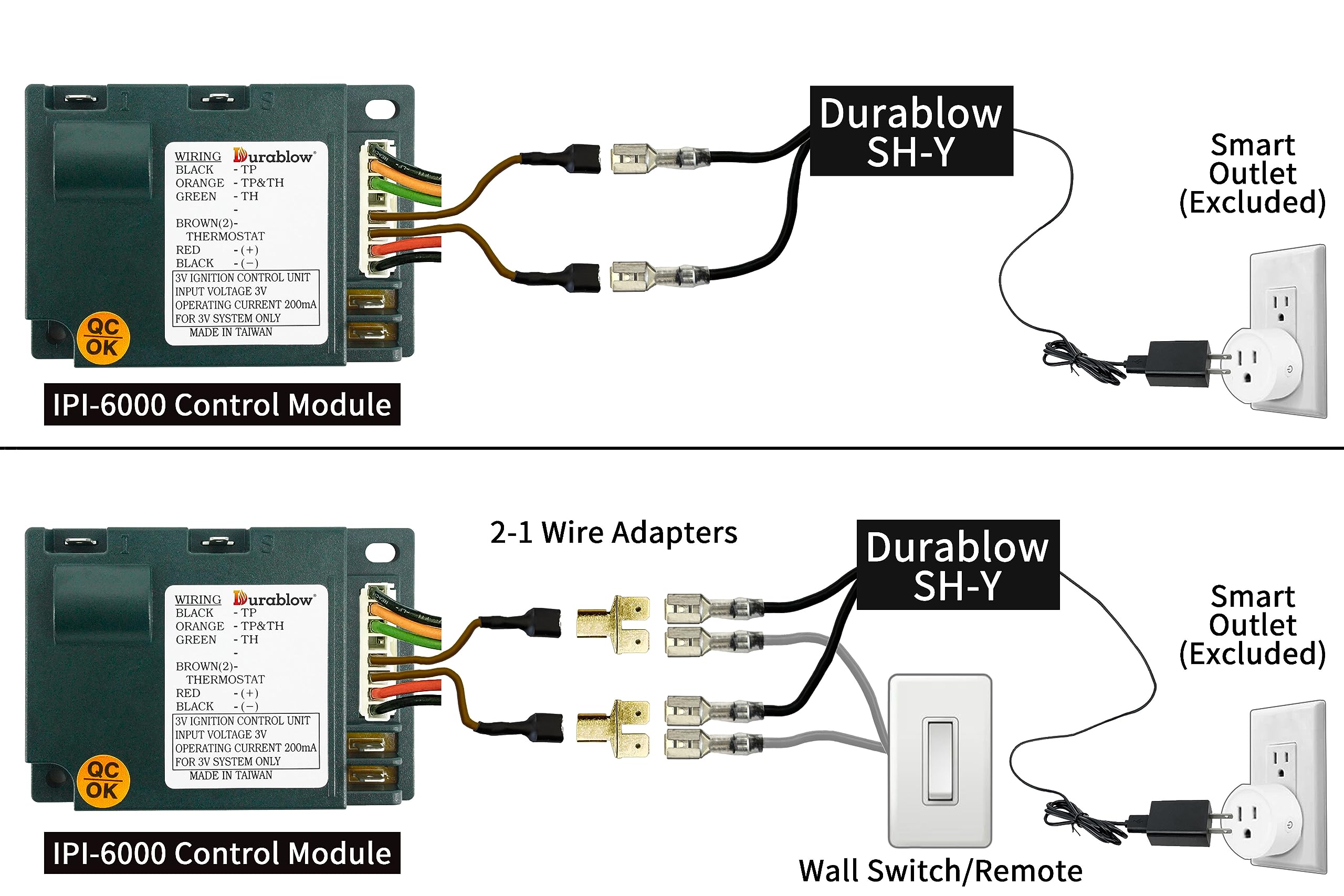 Durablow SH-Y Control Kit for Gas Fireplace with Millivolt Valve, IPI Electronic Ignition Control Module, Works with Any Smart Plug Outlet (Included) (Control Kit Only)