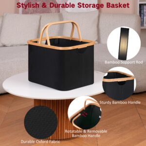 Laundry Basket with Handles, Collapsible Laundry Baskets Hampers for Laundry, Versatile Storage Basket and Small Laundry Basket for Toys, Blankets and Clothes, 45L Black