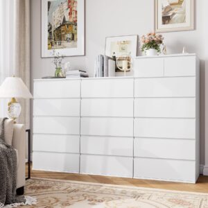 FOTOSOK 7 Drawer Dresser, White Dresser Tall Dresser, 23.6W x 15.7D x 46.7H in White Chest of Drawers with Large Storage Space for Home