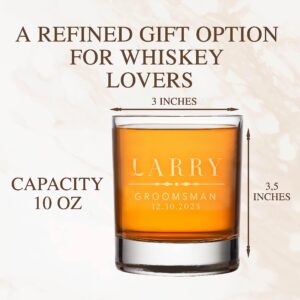 Set of 5, Groomsmen Gifts, Customized Whiskey Glasses for Groomsmen - Personalized Gifts for Groomsmen Proposal, Bachelor Party Favors, and Best Man Gifts