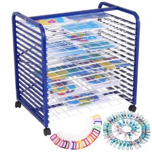 garvee art drying rack 16 removable shelves, mobile paint drying rack with four lockable wheels, ideal for schools and art studios,18" d x 26" w x 26" h