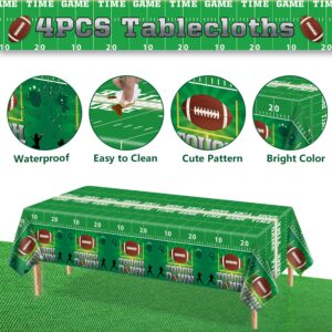 4 Pack Football Tablecloth PE Football Birthday Table Cover Football Theme Party Disposable Tablecloth Touchdown Table Cover Game Day Table Cloth Tailgate Decor Football Party Decorations 86 x 51 Inch