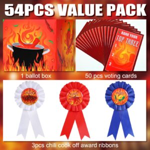 Tenceur Chili Cook off Contest Ballot Box with 50 Pcs Voting Cards and 3 Pcs Trophy Award Ribbons for Chili Cook off Game Award Prizes Party Supplies Decorations Cook Chef, Assembly Needed