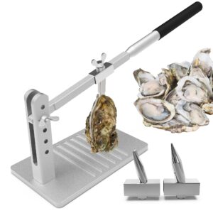 nuvium upgraded stainless steel oyster opener machine two cutter head, all metal durable oyster shuckers tool set, for home seafood workshop restaurant