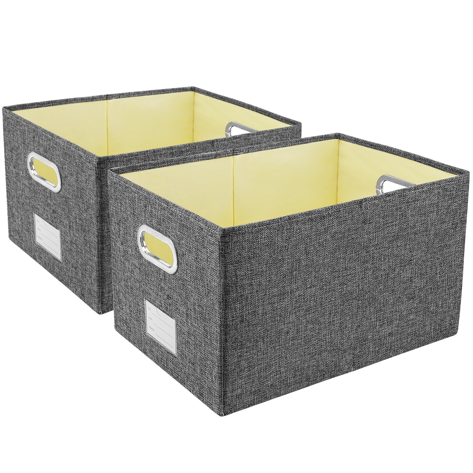 Fassave Foldable Storage Bins with PP Plastic Board, 2 Packs Fabric Storage Container Basket Cube with Handles for Office, Bedroom, Closet (Medium-2 Pack, Gray)