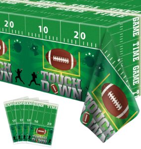 4 pack football tablecloth pe football birthday table cover football theme party disposable tablecloth touchdown table cover game day table cloth tailgate decor football party decorations 86 x 51 inch