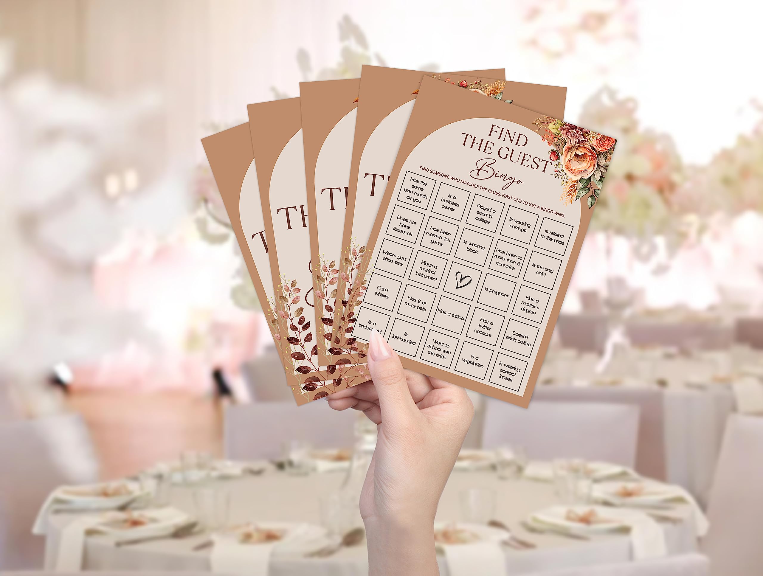 Find The Guest Bingo Bridal Shower Games,Rustic Orange Flower Bridal Shower Game Cards,Bridal Shower Games 30 Guests,Bachelorette Party Games,Wedding Games,Engagement Party Game,Shower Decoration(1)