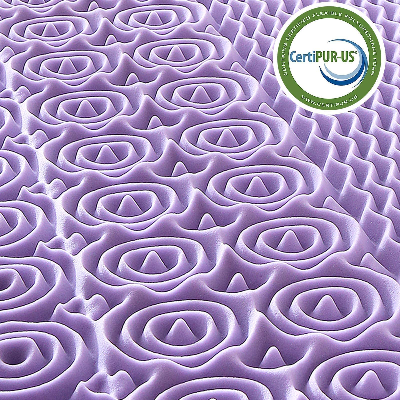 MUXHOMO 3 Inch 7-Zone Queen Mattress Topper, Egg Crate Foam Mattress Topper Queen Size for Back Pain, Lavender Cooling Gel Infused Mattress Pad, CertiPUR-US and Oeko-TEX Certification (60"×80")