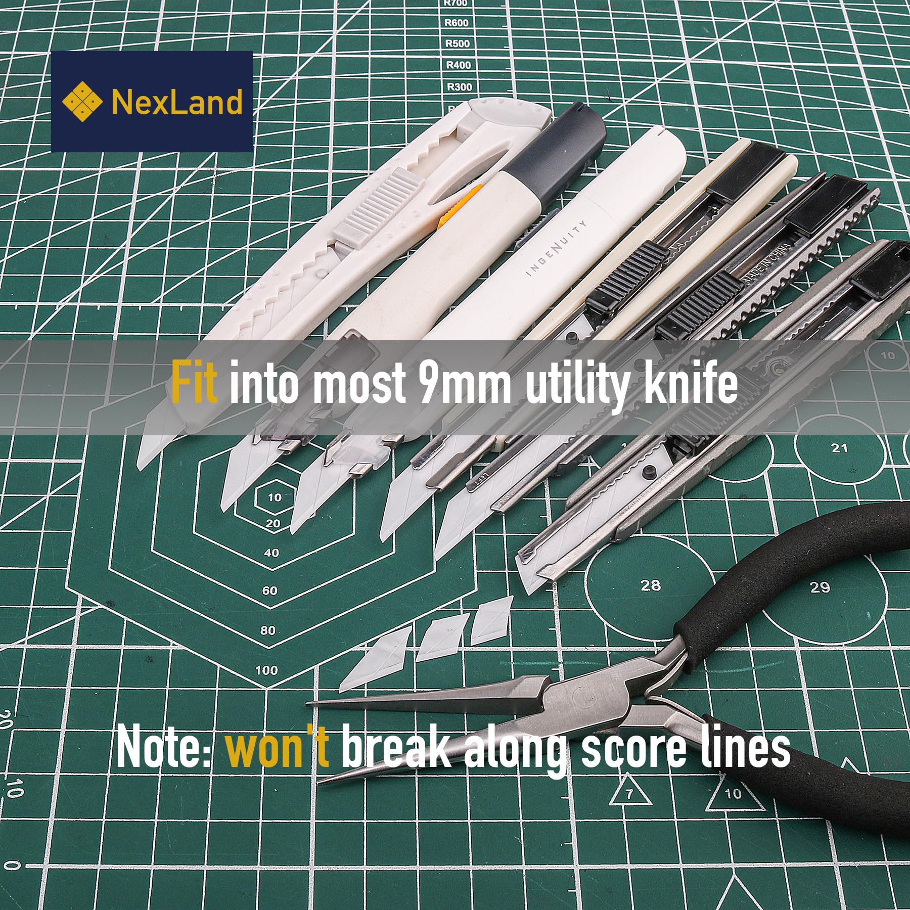 NexLand Ceramic Blade UB1 9mm 30 degree Ultra-Sharp Snap-off Utility Knife Replacement Blades 4pcs