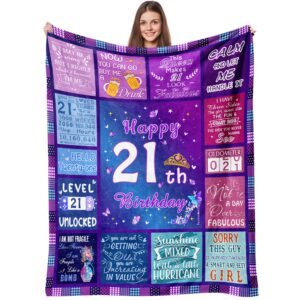 21st birthday gifts for her, women 21st birthday gifts blanket 60"x50", 21st bday gift ideas, happy 21 year old birthday gifts, gifts for 21 year old female bestie sister, 21st birthday decorations