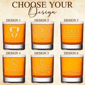 Set of 5, Groomsmen Gifts, Customized Whiskey Glasses for Groomsmen - Personalized Gifts for Groomsmen Proposal, Bachelor Party Favors, and Best Man Gifts