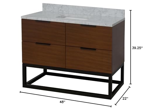 Kitchen Bath Collection Mia 48-inch Bathroom Vanity (Carrara/Walnut): Includes Walnut Cabinet with Authentic Italian Carrara Marble Countertop and White Ceramic Sink