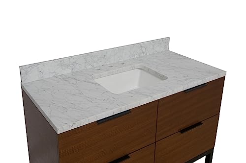 Kitchen Bath Collection Mia 48-inch Bathroom Vanity (Carrara/Walnut): Includes Walnut Cabinet with Authentic Italian Carrara Marble Countertop and White Ceramic Sink