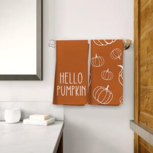 OHSUL Fall Kitchen Towels Decor, Autumn Pumpkin Decor, Fall Hand Dish Towels, Fall Autumn Decor Decorations for Home, Fall Bathroom Decor, Housewarming Gifts, Set of 2