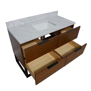 Kitchen Bath Collection Mia 48-inch Bathroom Vanity (Carrara/Walnut): Includes Walnut Cabinet with Authentic Italian Carrara Marble Countertop and White Ceramic Sink