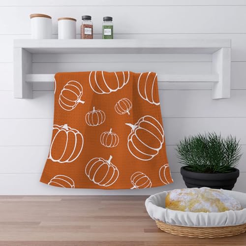 OHSUL Fall Kitchen Towels Decor, Autumn Pumpkin Decor, Fall Hand Dish Towels, Fall Autumn Decor Decorations for Home, Fall Bathroom Decor, Housewarming Gifts, Set of 2