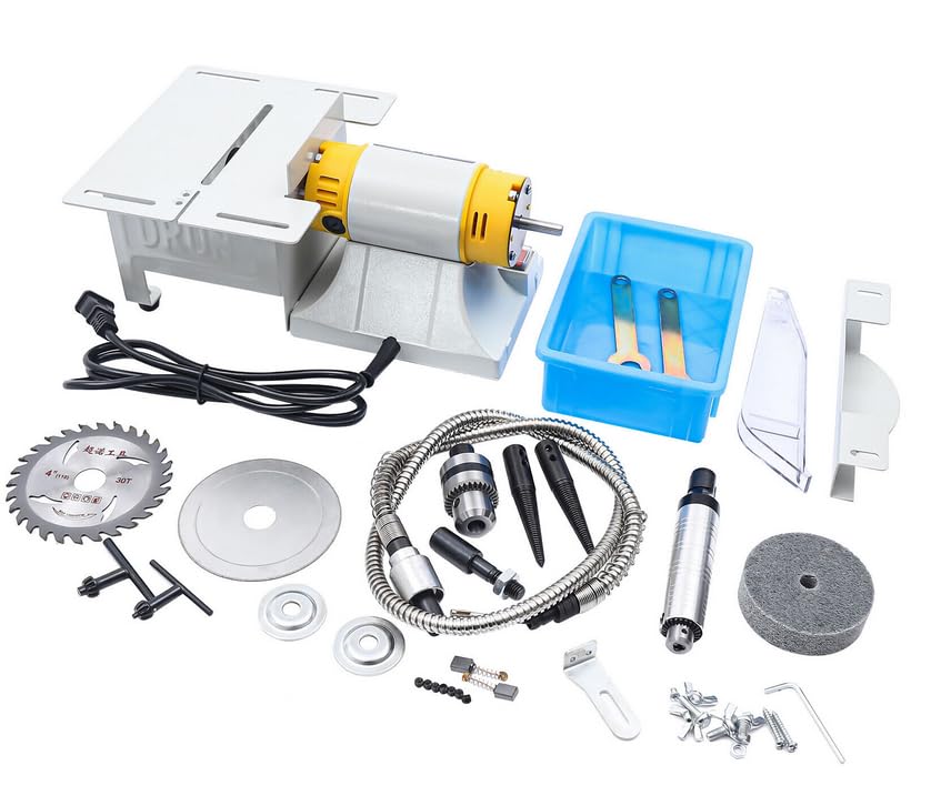 EWANYO Jewelry Lapidary Saw, Benchtop Mini Lathe Table Saw Grinder Polishing Machine 0-10000r/min Hobby Rock Cutting Saw for DIY Jewelry Lapidary Gem Rock Woodworking